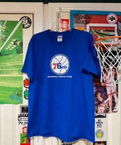 Philadelphia 76Ers Logo Tee Iverson Embiid Harden Sixers Tshirt Sweatshirt Hoodie Crewneck Sweatshirt Pullover Reprinted Full Color Full Size Gifts for NBA Fans