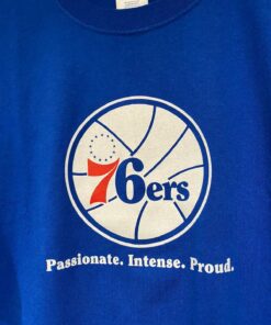 Philadelphia 76Ers Logo Tee Iverson Embiid Harden Sixers Tshirt Sweatshirt Hoodie Crewneck Sweatshirt Pullover Reprinted Full Color Full Size Gifts for NBA Fans