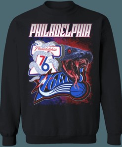 Philadelphia 76ers PLAYOFF SNAKE Vintage NBA Crewneck Sweatshirt Hoodie Shirt Gifts for Fans