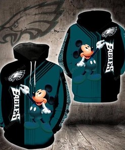 Philadelphia Eagles Mickey Mouse 3D Hoodie Zip Hoodie, Nfl 3D All Over Print Hoodie Zip Hoodie