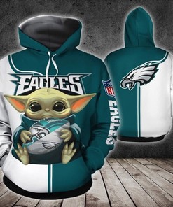 Philadelphia Eagles Nfl Baby Yoda 3D All Over Print Zip Up Hoodie Option