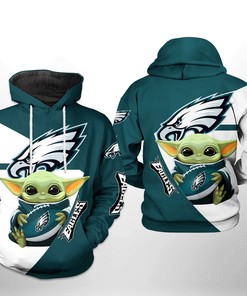 Philadelphia Eagles Nfl Baby Yoda Team 3D All Over Print Zip Up Hoodie Option
