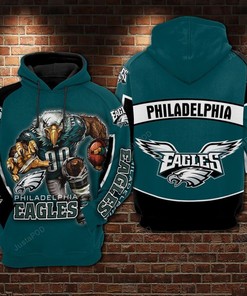Philadelphia Eagles Nfl Football Big Logo 3D All Over Print Zip Up Hoodie Option