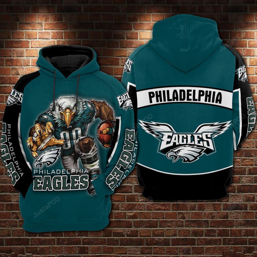 Philadelphia Eagles Nfl Football Big Logo 3D All Over Print Zip Up Hoodie Option