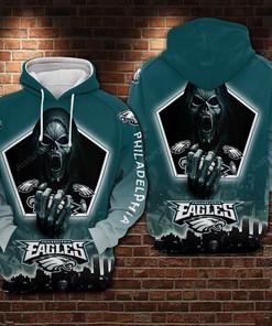 Philadelphia Eagles Nfl Football Skull Death 3D All Over Print Zip Up Hoodie Option