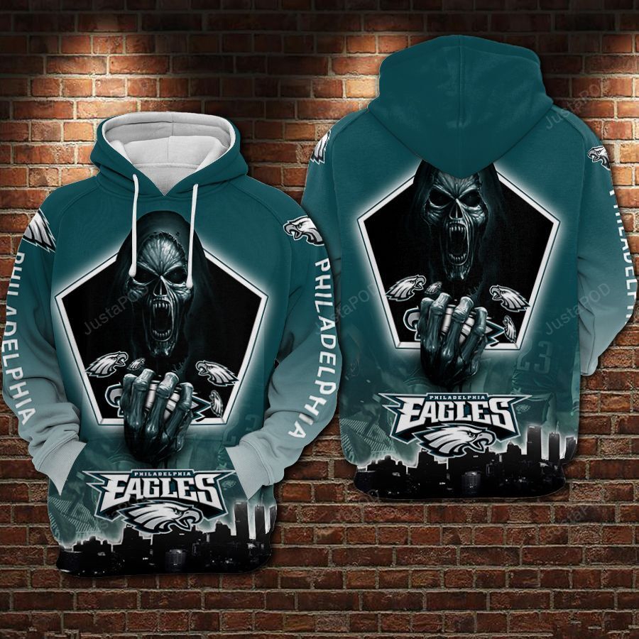 Philadelphia Eagles Nfl Football Skull Death 3D All Over Print Zip Up Hoodie Option