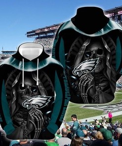 Philadelphia Eagles Nfl Football Skull Hold Logo 3D All Over Print Zip Up Hoodie Option