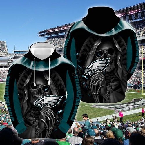 Philadelphia Eagles Nfl Football Skull Hold Logo 3D All Over Print Zip Up Hoodie Option