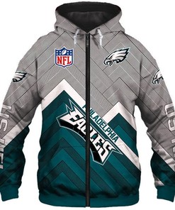 Philadelphia Eagles Nfl Rugby Team 3D All Over Print Zip Up Hoodie Option