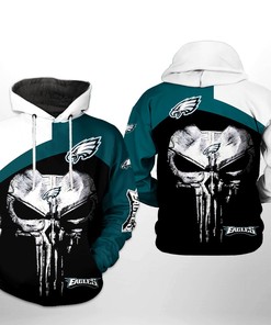 Philadelphia Eagles Nfl Skull Punisher Team 3D All Over Print Zip Up Hoodie Option