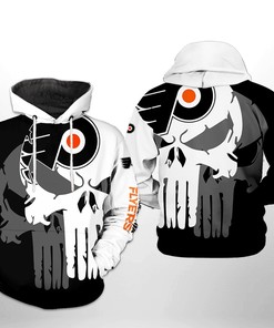 Philadelphia Flyers Nhl Team Skull 3D All Over Print Zip Up Hoodie Option