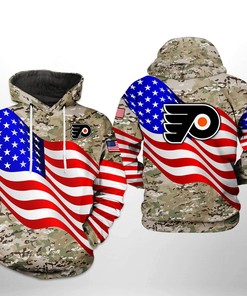 Philadelphia Flyers Nhl Us Flag Camo Veteran 3D All Over Print Zip Up Hoodie Option