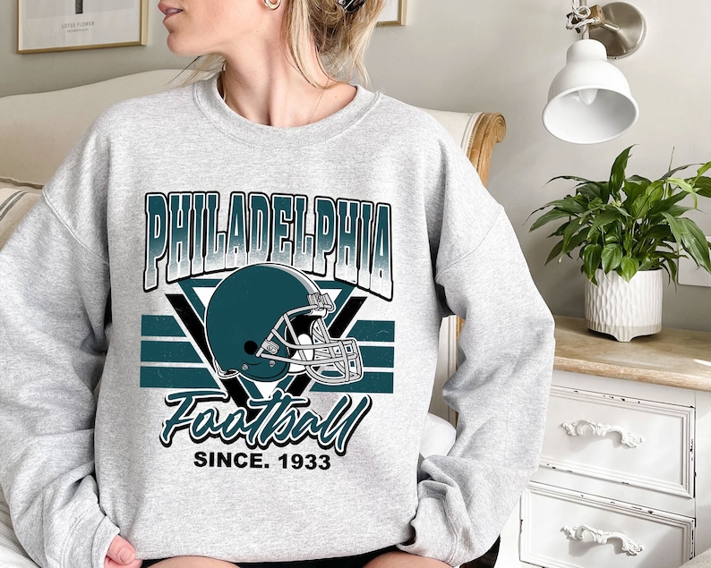 Philadelphia Football Team Sweatshirt, Vintage Philadelphia Football Crewneck Sweatshirt, American Football Fan, NFL Shirt - Image 2