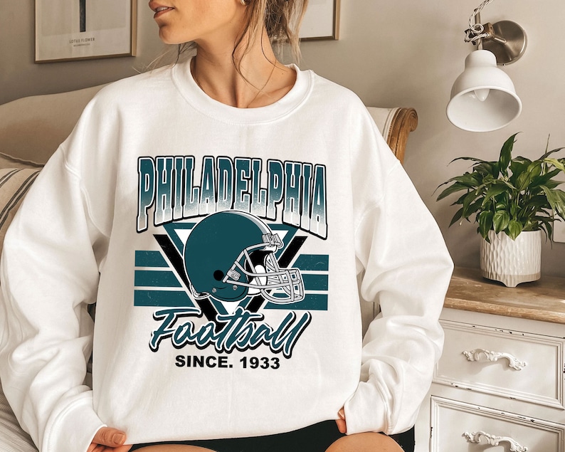 Philadelphia Football Team Sweatshirt, Vintage Philadelphia Football Crewneck Sweatshirt, American Football Fan, NFL Shirt - Image 3