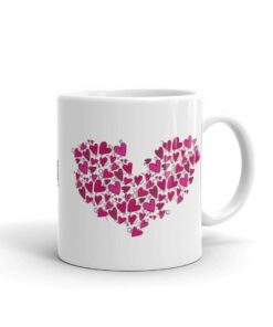 Pink Hearts Valentine's Day Coffee Mug, Valentine Mug, Valentines Day Gift For Her
