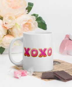 Pink Xoxo Cookies Valentine's Day Coffee Mug, Valentine Mug, Valentines Day Gift, Valentine Gift For Her Cookie Lover Mug
