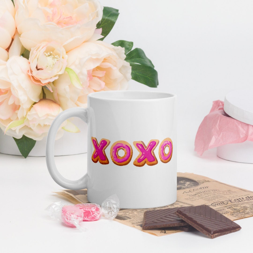 Pink Xoxo Cookies Valentine's Day Coffee Mug, Valentine Mug, Valentines Day Gift, Valentine Gift For Her Cookie Lover Mug