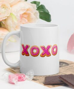 Pink Xoxo Cookies Valentine's Day Coffee Mug, Valentine Mug, Valentines Day Gift, Valentine Gift For Her Cookie Lover Mug