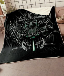 Pinstripe Hot Rod Rat Rod Blanket