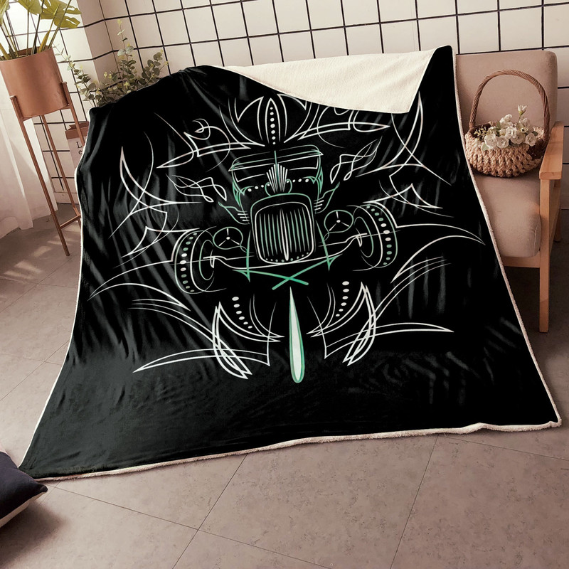 Pinstripe Hot Rod Rat Rod Blanket