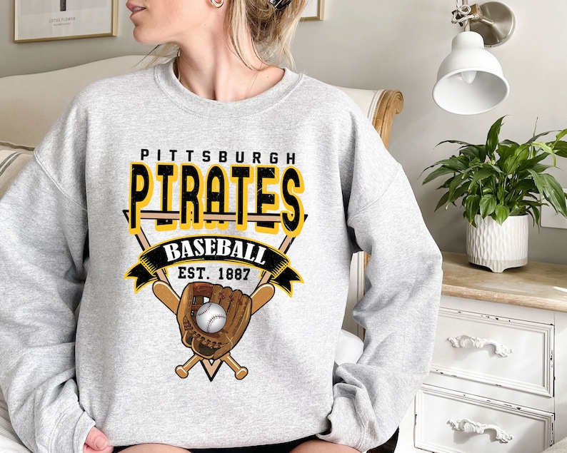 Pittsburgh Baseball Crewneck Sweatshirt, Vintage Pittsburgh Baseball Shirt, Pittsburgh MLB Shirt, Baseball Fan Gifts, Pittsburgh Fan Shirt - Image 2