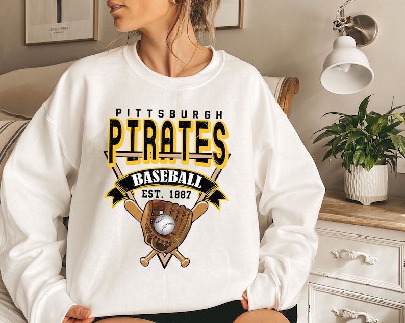 Pittsburgh Baseball Crewneck Sweatshirt, Vintage Pittsburgh Baseball Shirt, Pittsburgh MLB Shirt, Baseball Fan Gifts, Pittsburgh Fan Shirt - Image 3