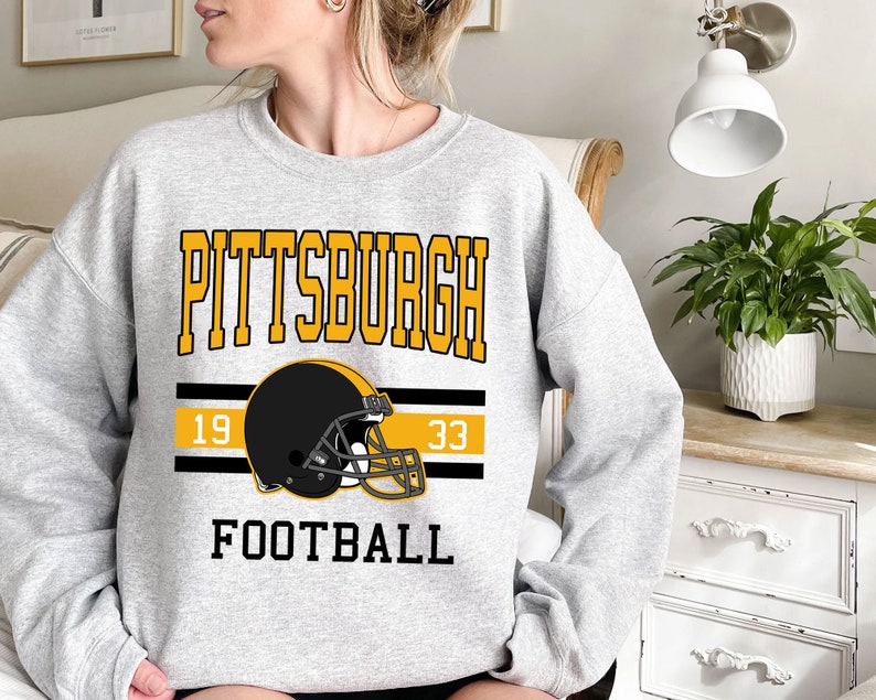 Pittsburgh Football Sweatshirt, Vintage Retro Pittsburgh Football Crewneck Sweatshirt, American Football Fan, NFL Shirt - Image 2