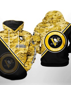 Pittsburgh Penguins Nhl Camo Team 3D All Over Print Zip Up Hoodie Option
