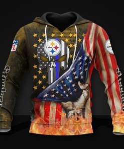 Pittsburgh Steelers American Flag V2 3D Hoodie Zip Hoodie, Nfl 3D All Over Print Hoodie Zip Hoodie