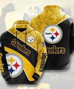 Pittsburgh Steelers Black Gold Camo 3D Hoodie Zip Hoodie, Nfl 3D All Over Print Hoodie Zip Hoodie
