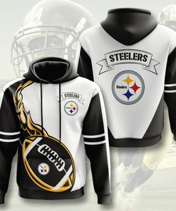 Pittsburgh Steelers Black White 3D Hoodie Zip Hoodie, Nfl 3D All Over Print Hoodie Zip Hoodie