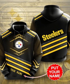 Pittsburgh Steelers Custom Name Black Golden 3D Hoodie Zip Hoodie, Nfl 3D All Over Print Hoodie Zip Hoodie
