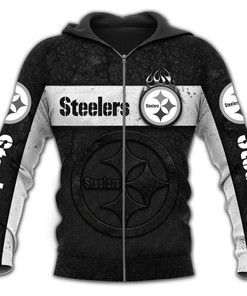 Pittsburgh Steelers Dark 3D Hoodie Zip Hoodie, Nfl 3D All Over Print Hoodie Zip Hoodie