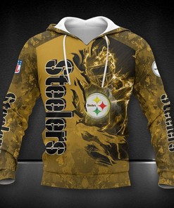 Pittsburgh Steelers Dark Golden Scratch 3D Hoodie Zip Hoodie, Nfl 3D All Over Print Hoodie Zip Hoodie