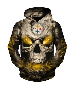 Pittsburgh Steelers Eye Rugby Ball Skull 3D Hoodie Zip Hoodie, Nfl 3D All Over Print Hoodie Zip Hoodie