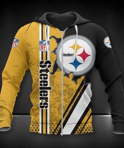 Pittsburgh Steelers Golden Black 3D Hoodie Zip Hoodie, Nfl 3D All Over Print Hoodie Zip Hoodie