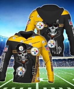 Pittsburgh Steelers Hip Hop Skull 3D Hoodie Zip Hoodie, Nfl 3D All Over Print Hoodie Zip Hoodie