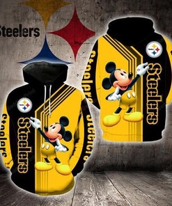 Pittsburgh Steelers Mickey Mouse 3D Hoodie Zip Hoodie, Nfl 3D All Over Print Hoodie Zip Hoodie
