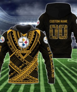 Pittsburgh Steelers Nfl 3D All Over Print Zip Up Hoodie Option With Team Logo Polynesian Pattern And Custom Name