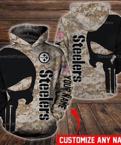 Pittsburgh Steelers Nfl Camo 3D Hoodie Personalized Customize 3D Printed Pull Over Hoodie, Zip Up Hoodie