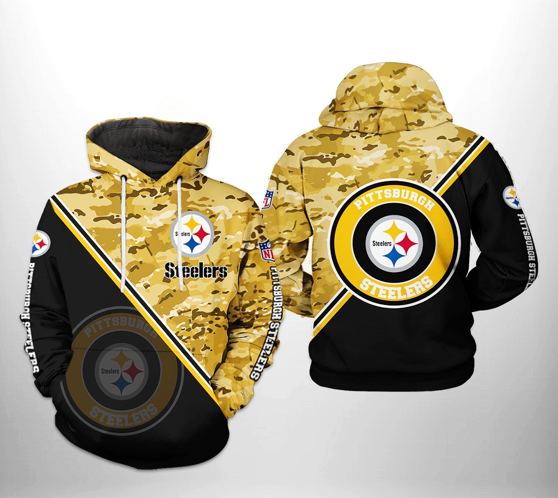 Pittsburgh Steelers Nfl Camo Team 3D All Over Print Zip Up Hoodie Option