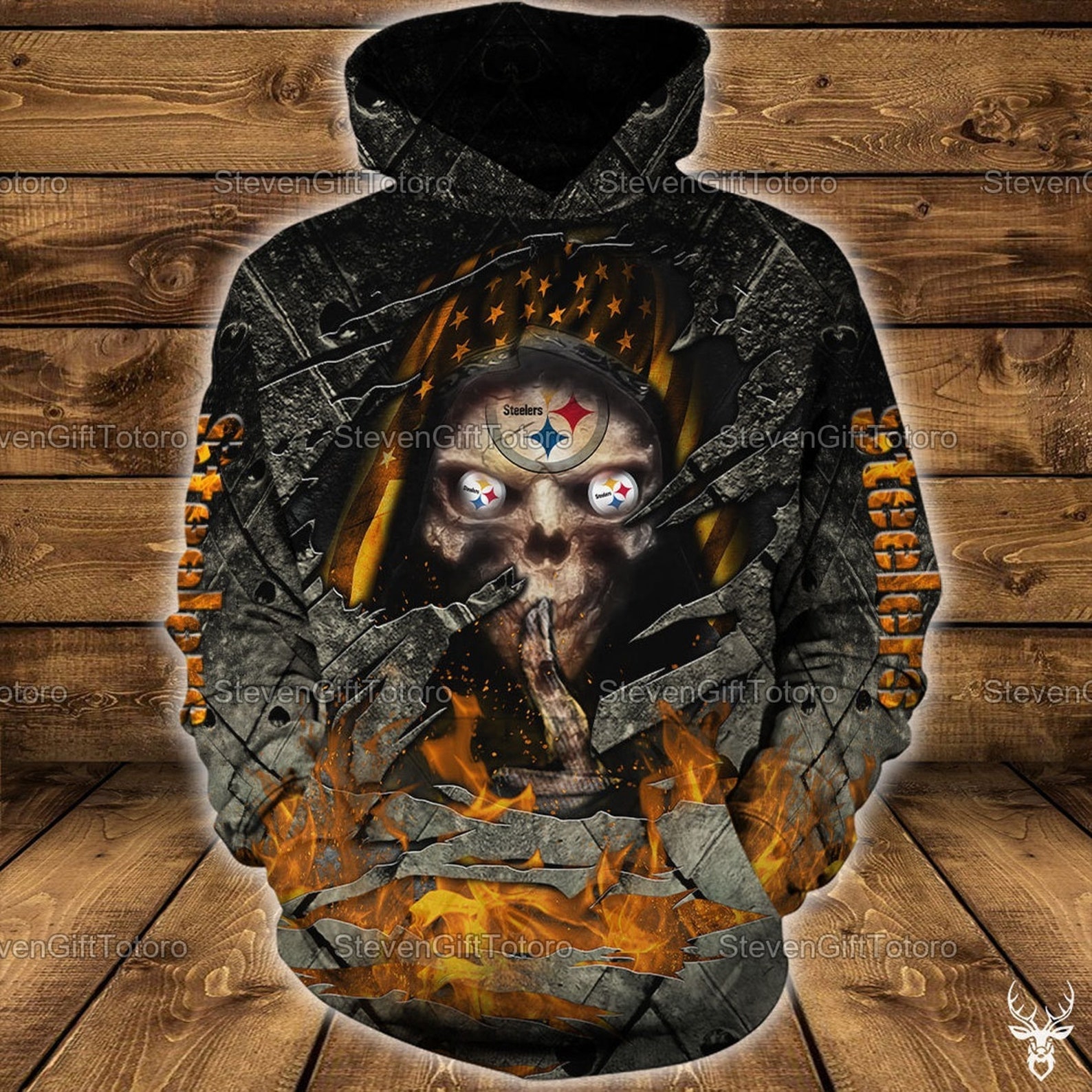 Pittsburgh Steelers Nfl Skull 3D Hoodie 3D Printed Pull Over Hoodie, Zip Up Hoodie