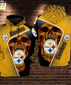 Pittsburgh Steelers Nfl Skull Gold 3D Printed Pull Over Zip Up Hoodie