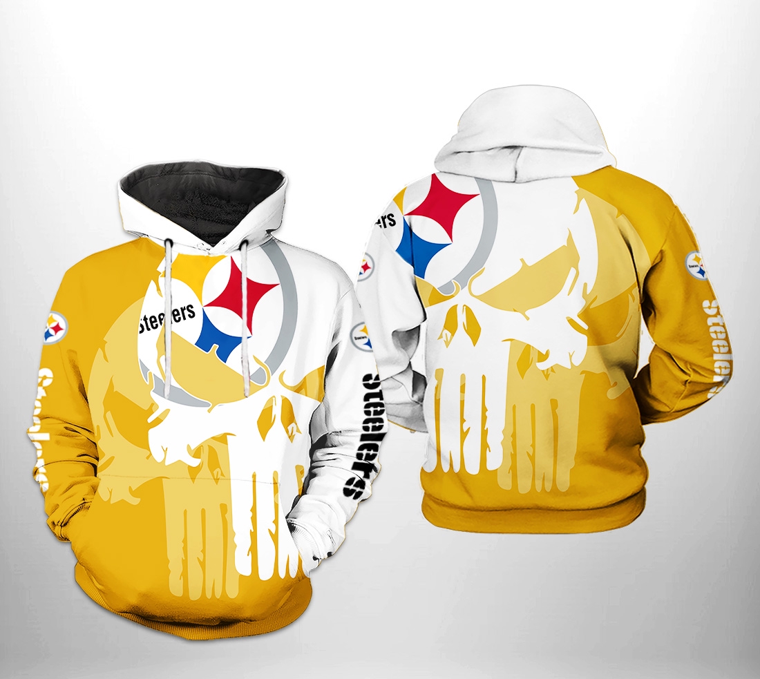 Pittsburgh Steelers Nfl Team Skull 3D All Over Print Zip Up Hoodie Option