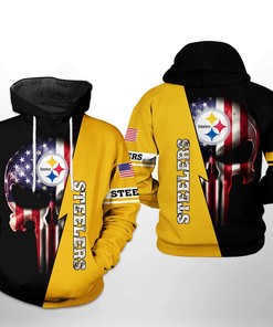 Pittsburgh Steelers Nfl Us Flag Skull Team 3D All Over Print Zip Up Hoodie Option