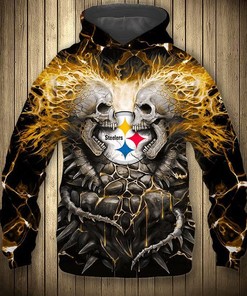 Pittsburgh Steelers Skull Halloween Stone 3D Hoodie Zip Hoodie, Nfl 3D All Over Print Hoodie Zip Hoodie