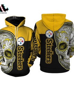 Pittsburgh Steelers Skull Sugar 3D Hoodie Nfl Football Apparel For Men And Women Perfect For Christmas And Halloween Gift