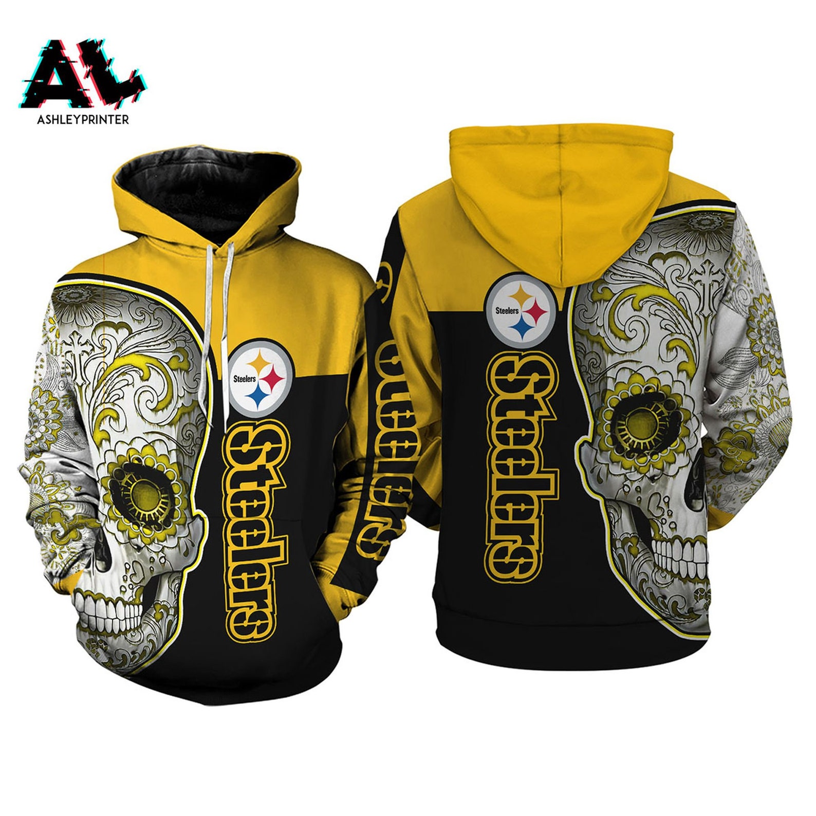Pittsburgh Steelers Skull Sugar 3D Hoodie Nfl Football Apparel For Men And Women Perfect For Christmas And Halloween Gift