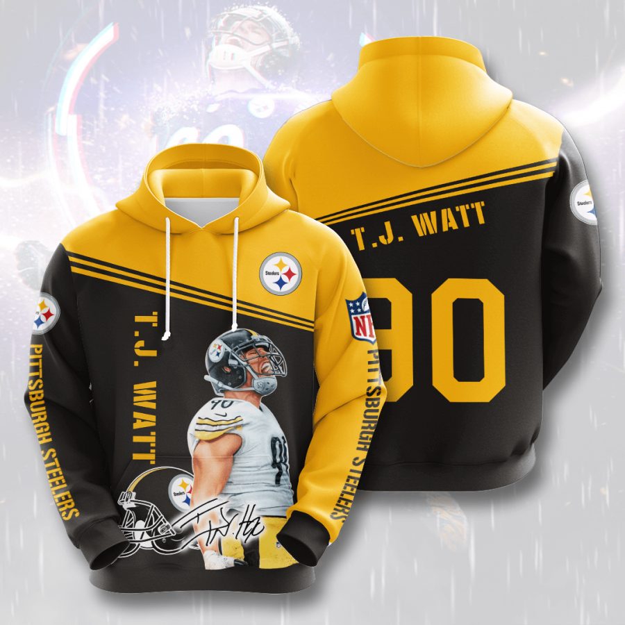 Pittsburgh Steelers T. J. Watt Black Gold 3D Hoodie Zip Hoodie, Nfl 3D All Over Print Hoodie Zip Hoodie