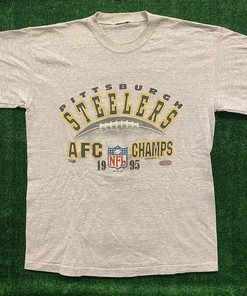 Pittsburgh Steelers Vintage Style 90s NFL Tshirt Pullover Hoodie Crewneck Sweatshirt Reprinted Full Color Full Size Gifts For NFL Fans